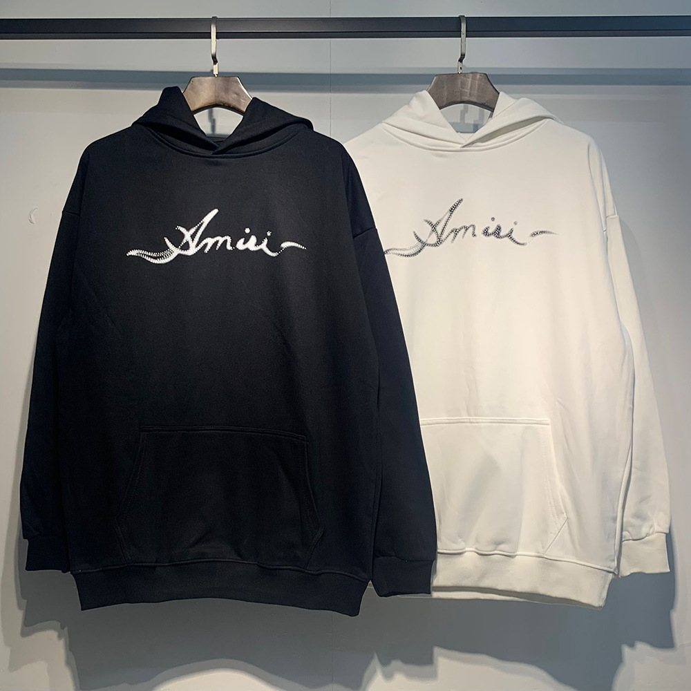 AMIRI suéter colección de letras de impresión transfronterizas 360 gramos de anillo masculino suelto casual sudadera encapuchada