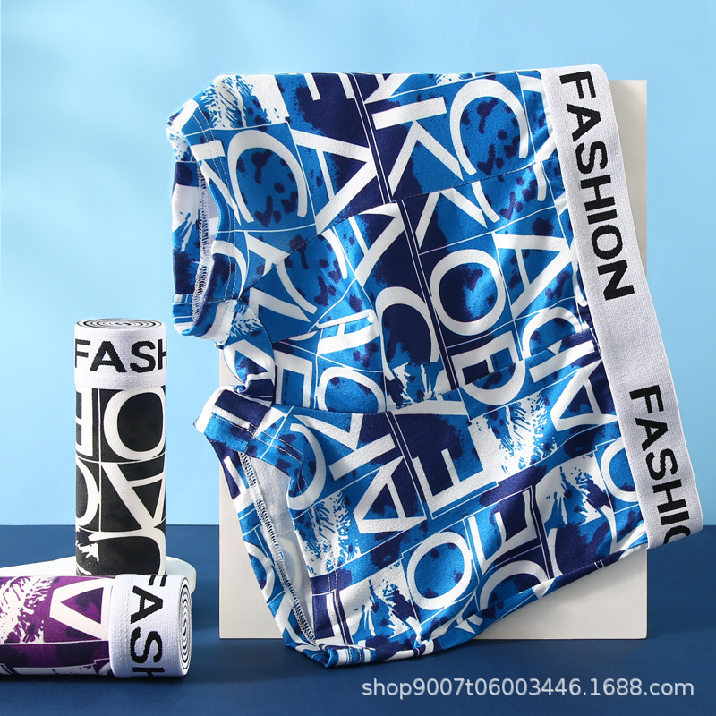 Popular letter printed underwear men's underwear men's boxers youth mid-waist boxer shorts plus size shorts men