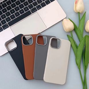 New plain leather soft case iPhone high-grade leather case for Apple 16 mobile phone case 15 protective case 14promax