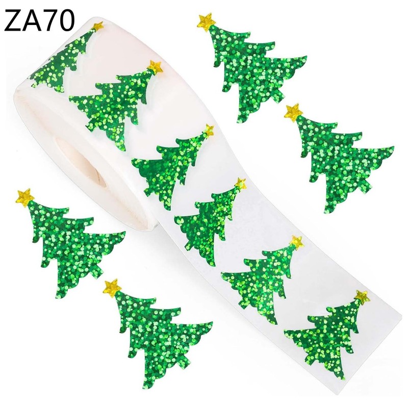 500 ステッカー/ロールクリスマスツリーレーザー防水包装ステッカーラベルクリスマス装飾子供のおもちゃのステッカー|undefined