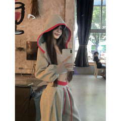 韩系辣妹设计感灰色长袖卫衣女秋季显瘦休闲裤长裤套装女