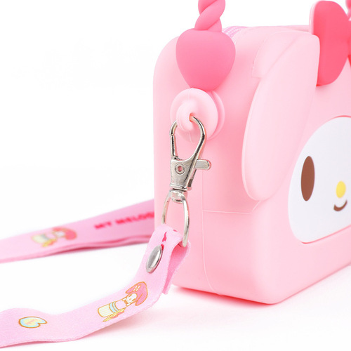 Genuine Sanrio Silicone Bag Cute Hello Kitty Messenger Bag Cartoon Student Melody Square Portable Coin Purse