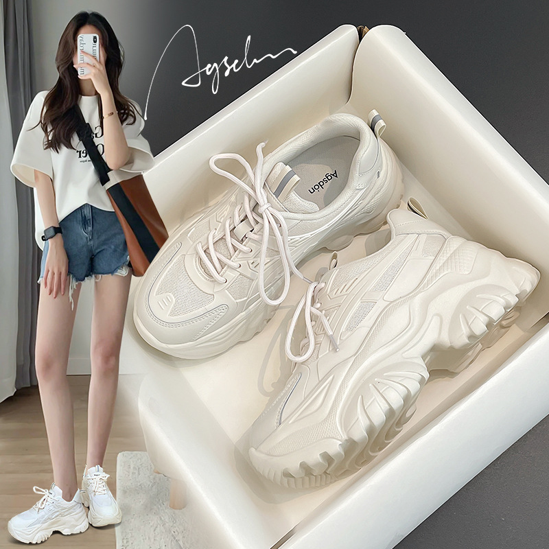 Augu Shiden Thick-Soled Dad Shoes for Women 2026 New Summer Mesh Casual Running Shoes Retro White Sneakers Augu Shiden Thick-Soled Dad Shoes for Women 2026 New Summer Mesh Casual Running Shoes Retro White Sneakers