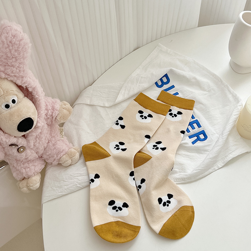 Calcetines de algodón para mujeres verano delgado retrógrado rayas calcetines adorables pandas sin hueso calcetines Zhuhai al por mayor