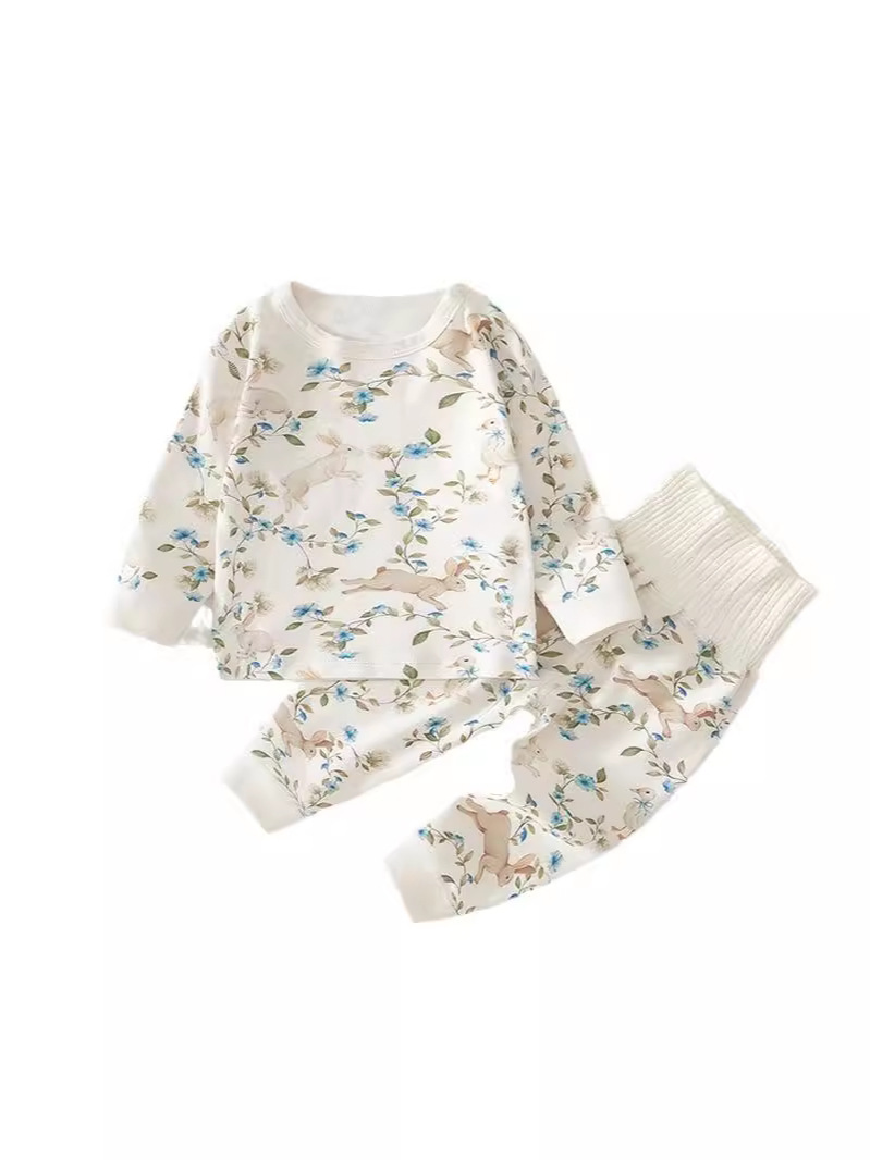 Ropa de otoño para bebés niñas A clase de ropa infantil impresa completa pijama de cintura alta ropa de otoño para niñas algodón conjunto de ropa de hogar