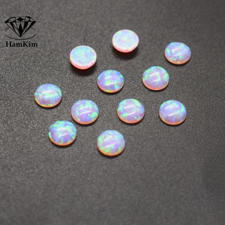 圆形  浅粉欧泊石