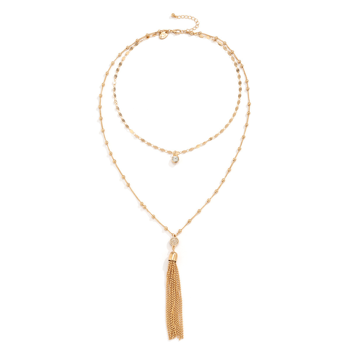 Collier En Alliage Simple Double Couche Pendentif Gland Chaîne De Perles De Mode display picture 3