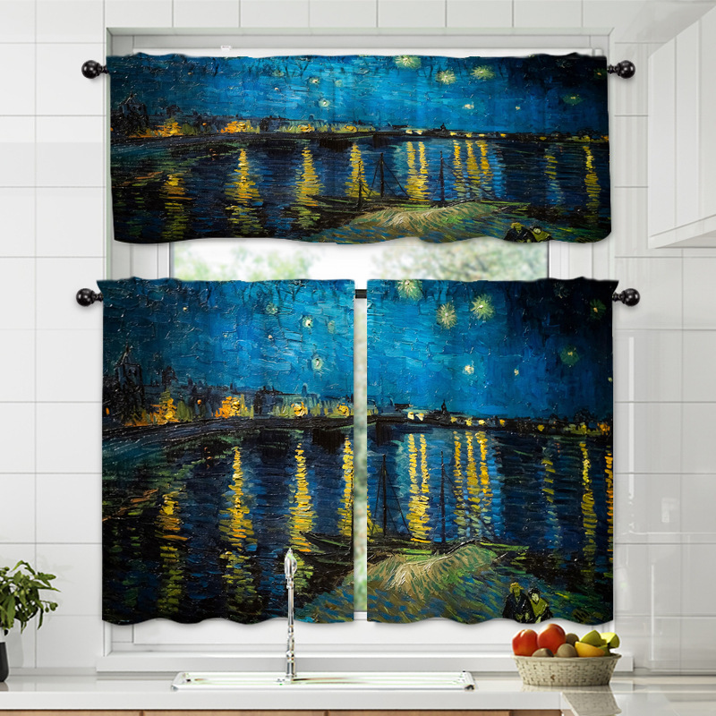Customized Oil Painting Art Cityscape in the Glow of Lights, Printed Decorative Curtains, Window Drapes, Semi-Blackout Curtains