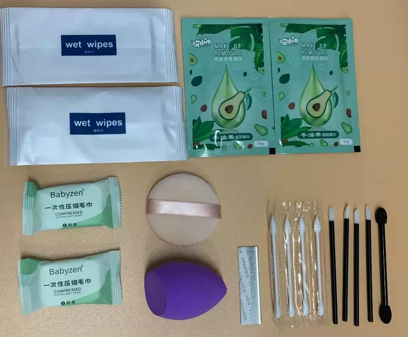 Makeup puff set (Studios Bride's) disposable sponges & brushes, multi-size 3–15 pcs, green/blue pack