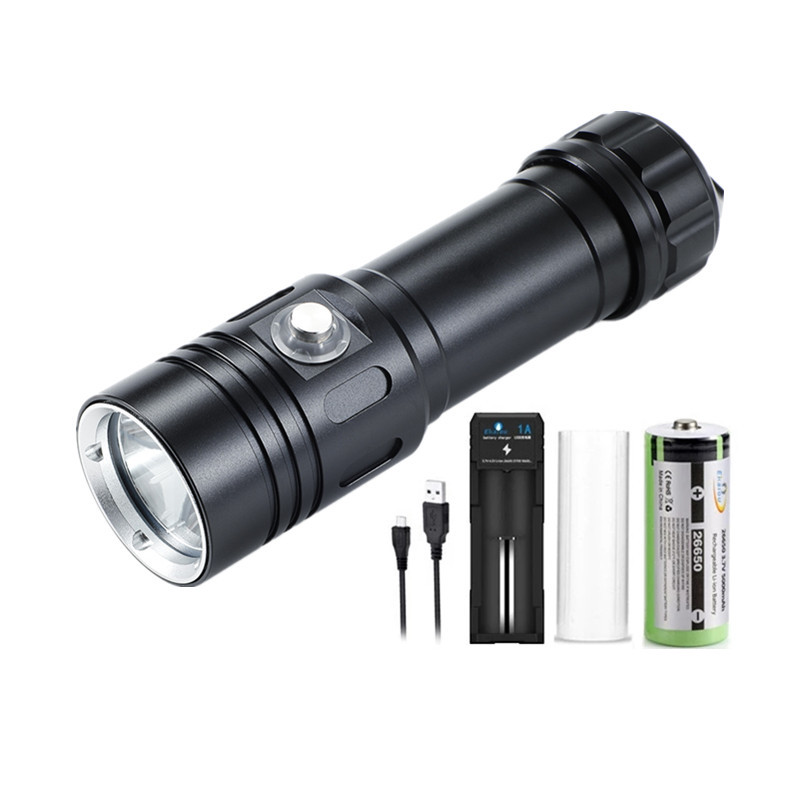 Cross-Border Aluminum Alloy Power Display L2 Strong Light Diving Flashlight Illumination Lamp Diving Fill Light Outdoor Flashlight Set