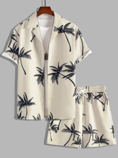 Men's summer shirt, beach trousers, set for leisure, 3D digital printing service 2