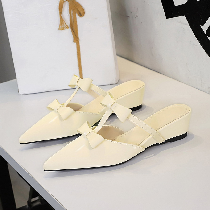 Sandali donna con zeppa stile francese punta chiusa e fiocco_voghion.com