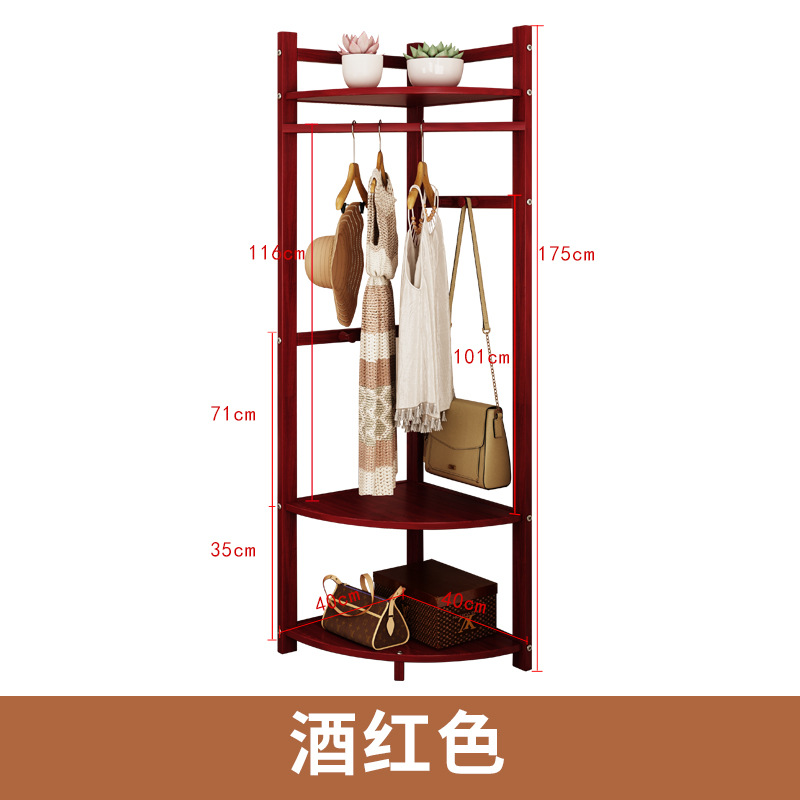 새로운 코너 단단한 나무 코트 랙 버건디