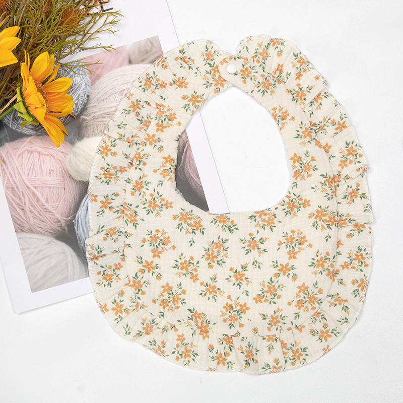 Toalla de saliva para bebé Verano A antibacteriano y agradable para la piel 40 piezas de gasa de algodón puro babero de encaje en forma de U para hombres y mujeres babero para bebés