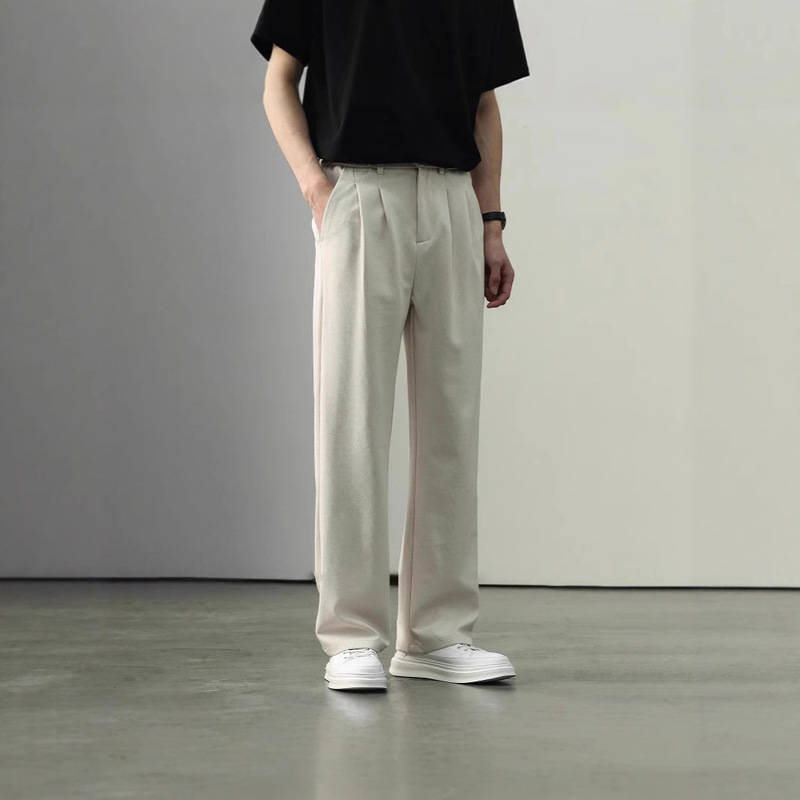 British Style Slim Striped Straight Casual Pants Men's Loose Plus Size Versatile Light Business Commuter Drape Long Trousers Dress Pants