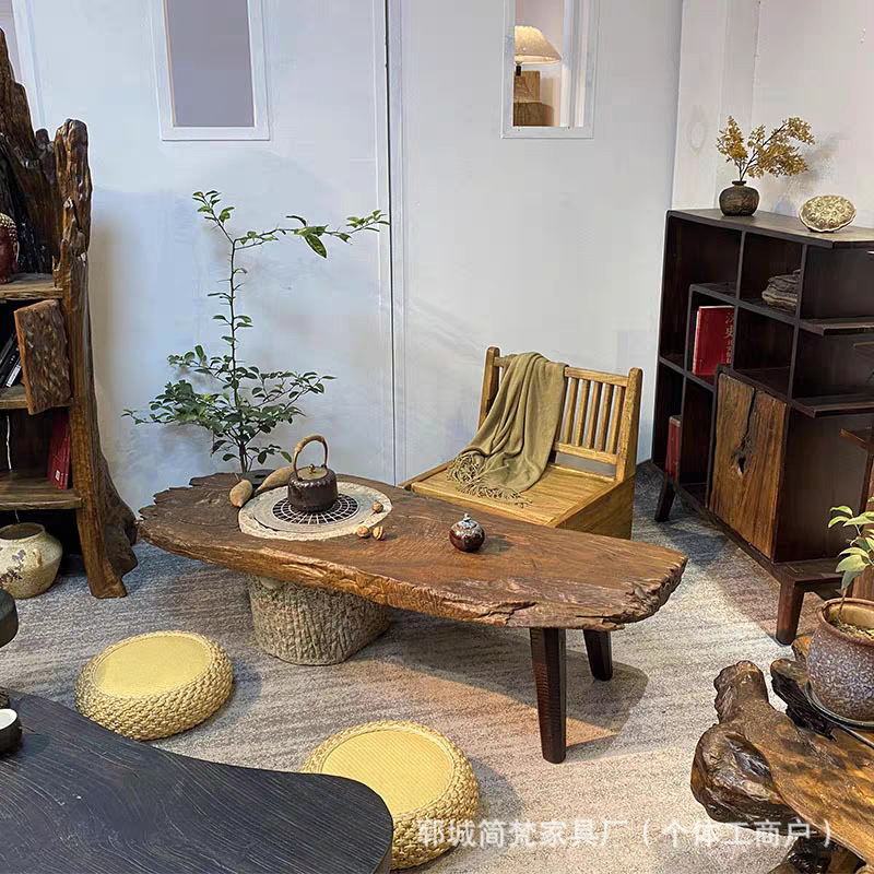 個性的な古い楡木のお茶のいくつかの茶室の不規則な家具の茶台の実木の根の工夫のお茶のいくつかの組み合わせの囲炉茶のテーブル|undefined