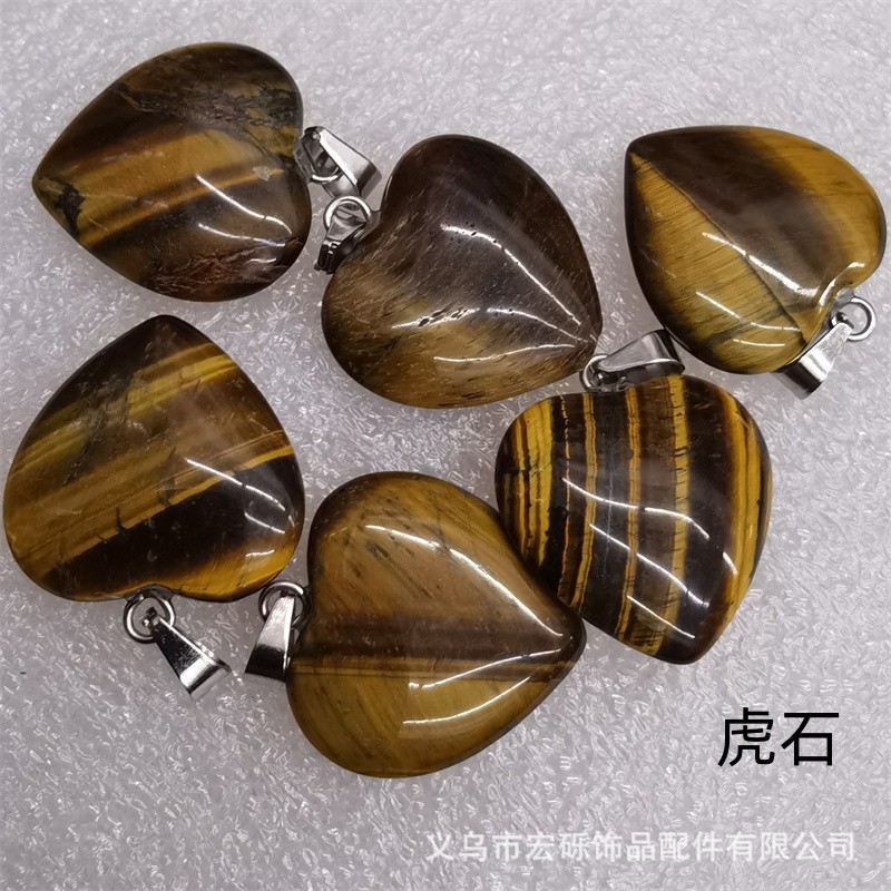 Natural cristal ágata Dongling Jade de doble cara en forma de corazón de amor colgante collar de accesorios de la joyería de la joya de la fábrica al por mayor