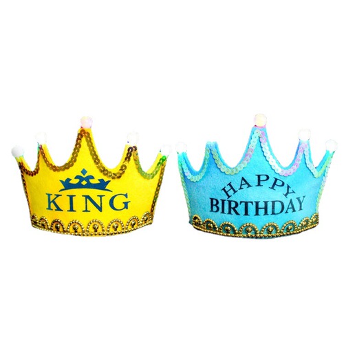 Baby Birthday Glowing Hat Children's Birthday Hat First Birthday 100 Days Celebration LED Crown Hat Party Hat Wholesale