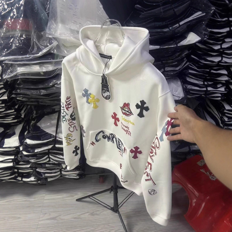 Graffiti Sweatshirt Men's Hooded Spring and Autum Hong Kong Style Loose Trendy Brand Letter Print Versatile Jacket 2025 New Style