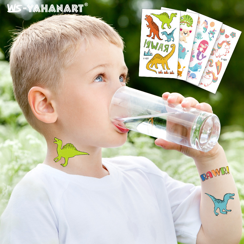 Cartoon Animal Unicorn Luminous Children Tattoo Sticker Washed Eco-Friendly Luminous Pirate Mermaid Tattoo Sticker