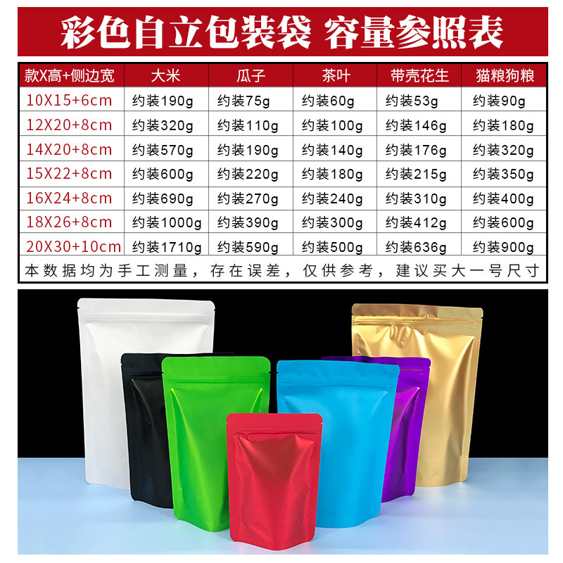 Kaizheng en stock Color Auto-permanente bolsa de papel de aluminio engrosada mate esmerilado auto-Sellado bolsa de dulces bolsa de embalaje de aperitivos se puede imprimir