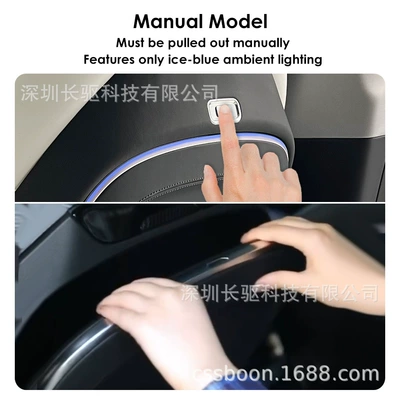 Rear-seat electric folding table Car table board - manual-version-with-wireless-chargingsingle-blue-ambient-light