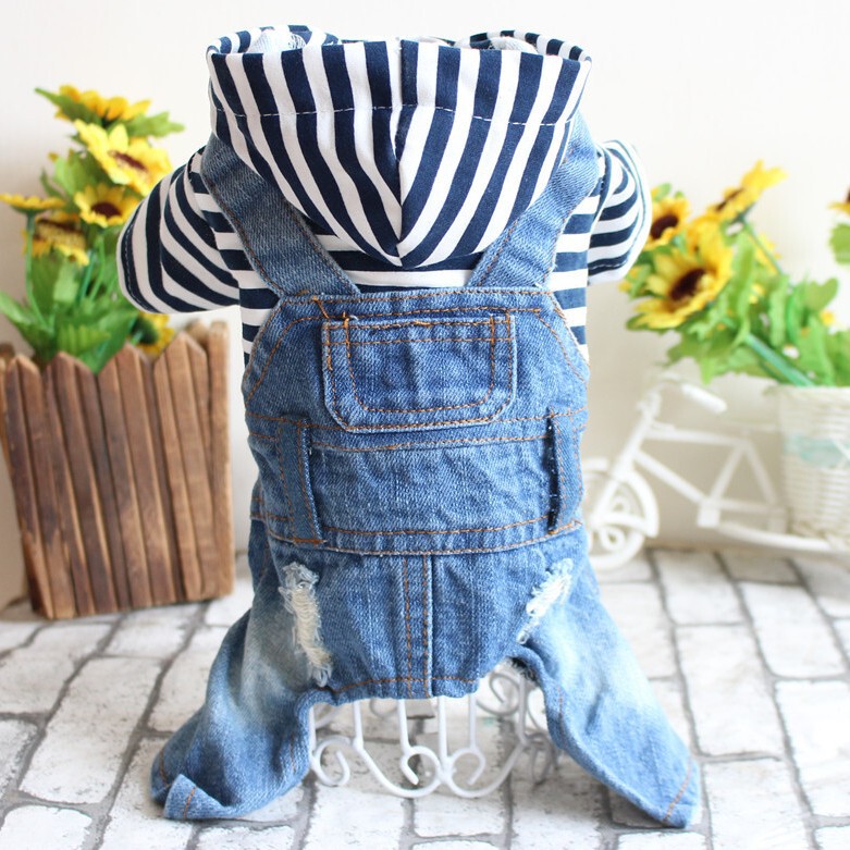 Cross-Border Pet Clothes Spring, Summer, Autumn and Winter Clothes Teddy Bichon Dog Four-Legged Denim Jumpsuit Manufacturer Wholesale Cross-Border Pet Clothes Spring, Summer, Autumn and Winter Clothes Teddy Bichon Dog Four-Legged Denim Jumpsuit Manufacturer Wholesale