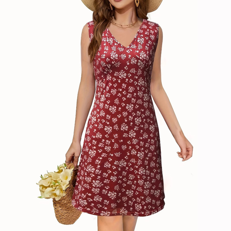 European and American Cross-Border Summer Red Retro Suspender Dress French V-Neck Tea-Style Pure Desire Hong Kong Style Long Dress European and American Cross-Border Summer Red Retro Suspender Dress French V-Neck Tea-Style Pure Desire Hong Kong Style Long Dress