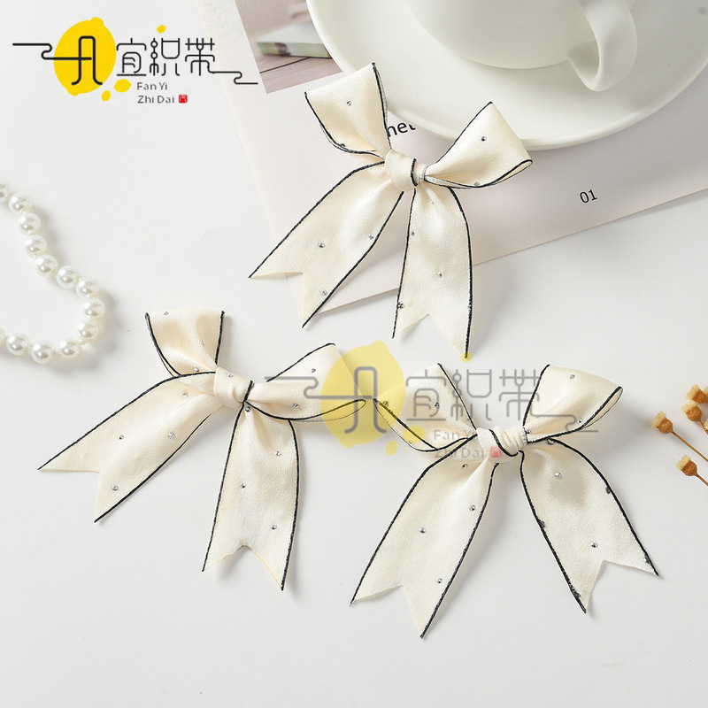 ダイヤモンド付き手作り綿布 DIY 高級リボン衣類ヘアアクセサリー半完成アクセサリークロスボーダージュエリー手作り蝶|undefined