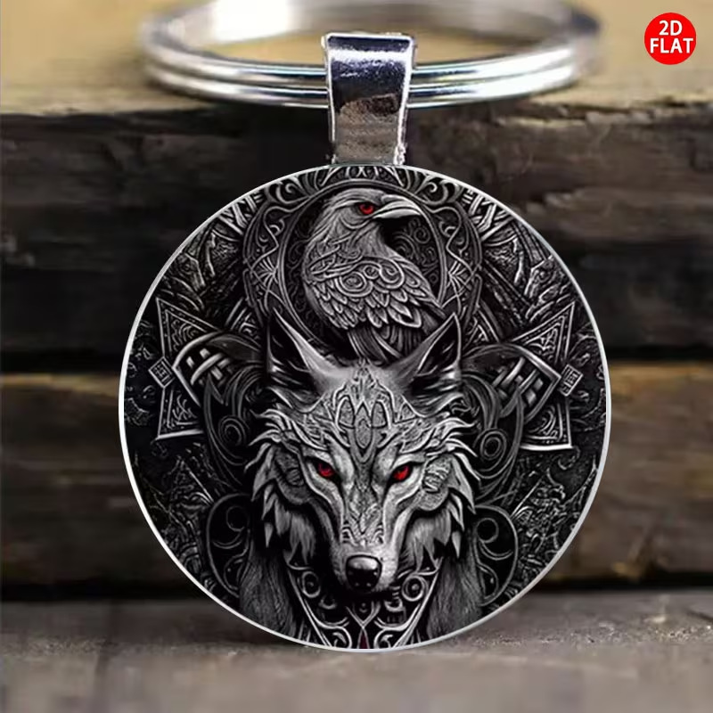 Cross-Border Bestseller Celtic Knot Keychain, Wolf and Raven Design, Gothic Celtic Knot Pattern Cross-Border Bestseller Celtic Knot Keychain, Wolf and Raven Design, Gothic Celtic Knot Pattern
