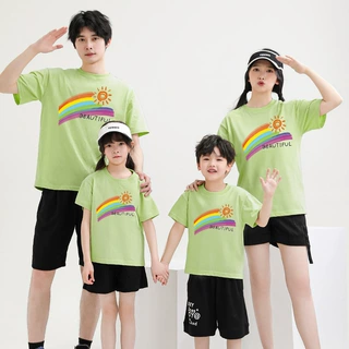 工厂现货儿童短袖T恤班服亲子家庭装夏令营团体活动服运动会短袖