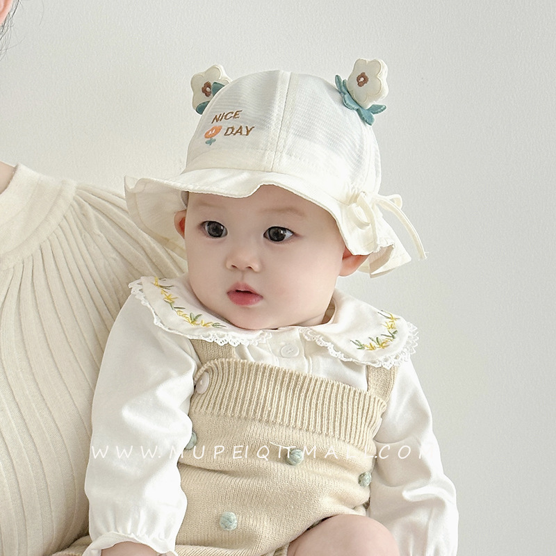 Sombrero bebé primavera y otoño mujer algodón pescador gorra princesa encantadora gorra ajustable sombrero sombrero sombrero solar sombrero