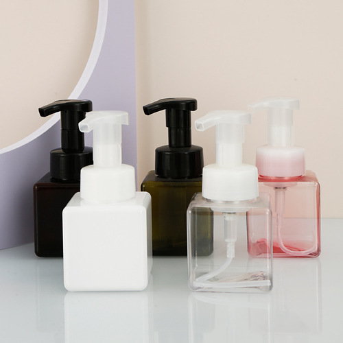 PETG mousse foaming bottle facial cleanser hand soap foaming bottle 250ml cosmetics bottle square bottle