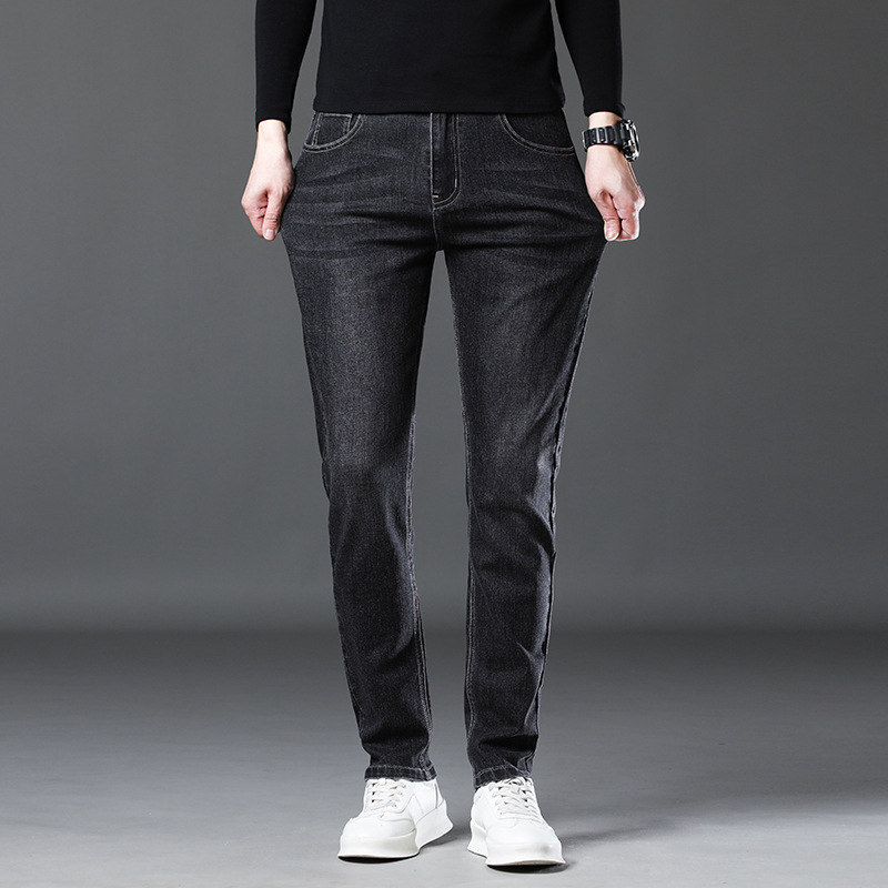 Men's jeans with three-dimensional slim fit and versatile casual straight leg pants_voghion.com