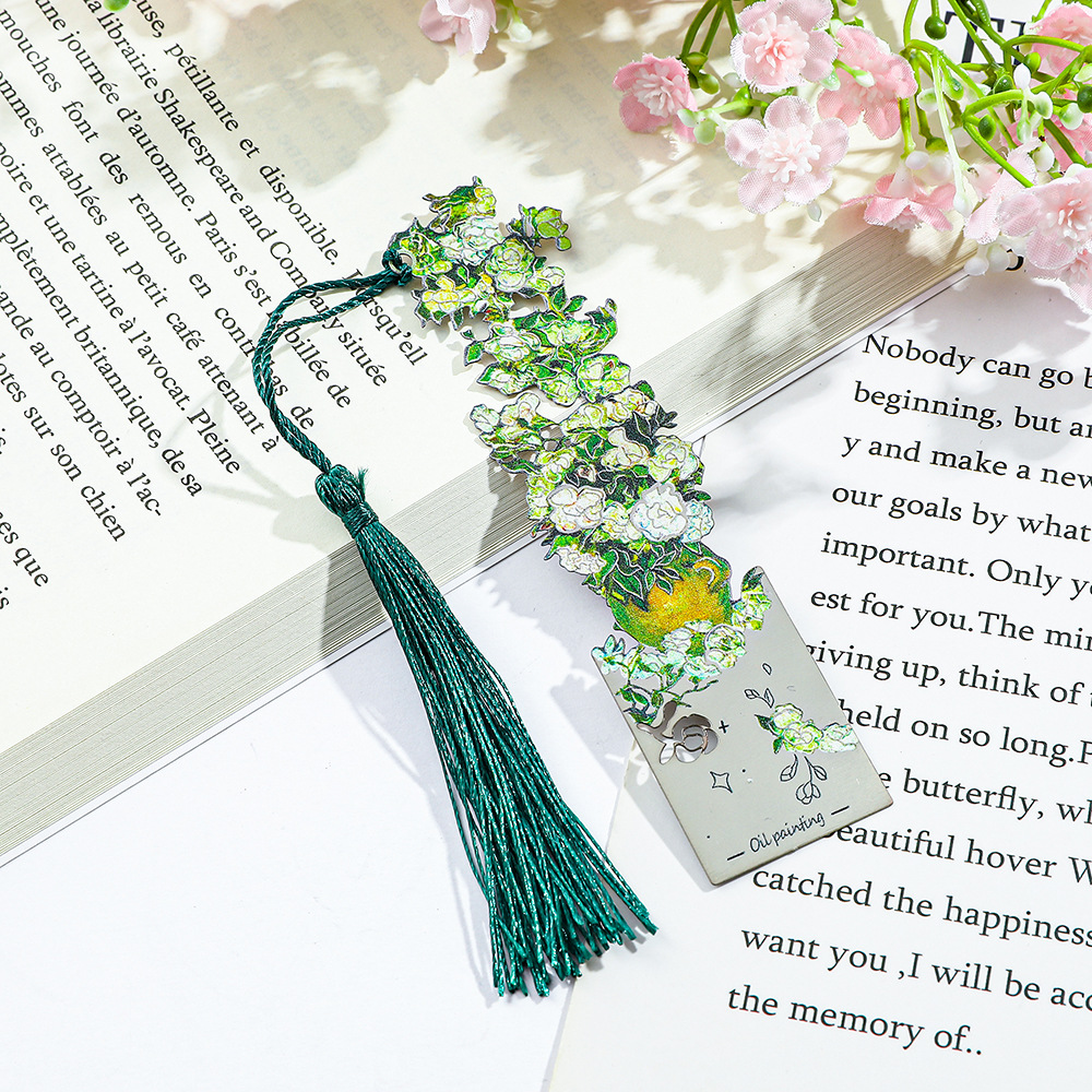 12g Weight Bookmark Stationery Type 1 Piece Quantity School, Graduation Occasion Metal Material Oil Painting Pattern Retro Style 1 Piece Oil Painting School Graduation Metal Retro Bookmark 4