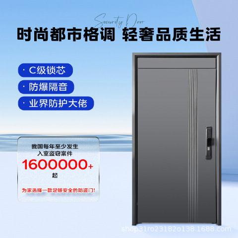 Modern Minimalist High-End Light Luxury Flat Door, Grade a Security Door, Home Entrance Door, Soundproof and Heightened Door Head