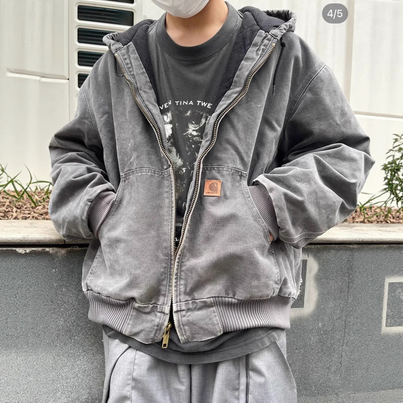 High-Quality Carka J130 Distressed Workwear Hooded American Retro Autumn and Winter Hoodie Jacket