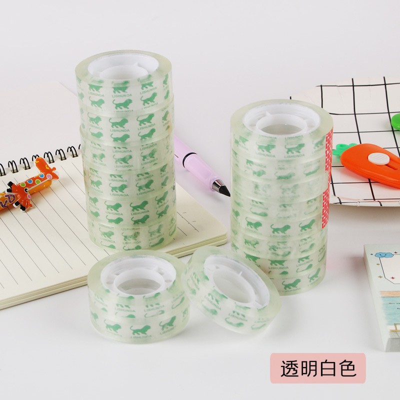 Cinta de papelería para estudiantes, embalaje transparente, sellado de oficina, cinta pequeña, embalaje, cinta hecha a mano, 1.8cm, caja al por mayor