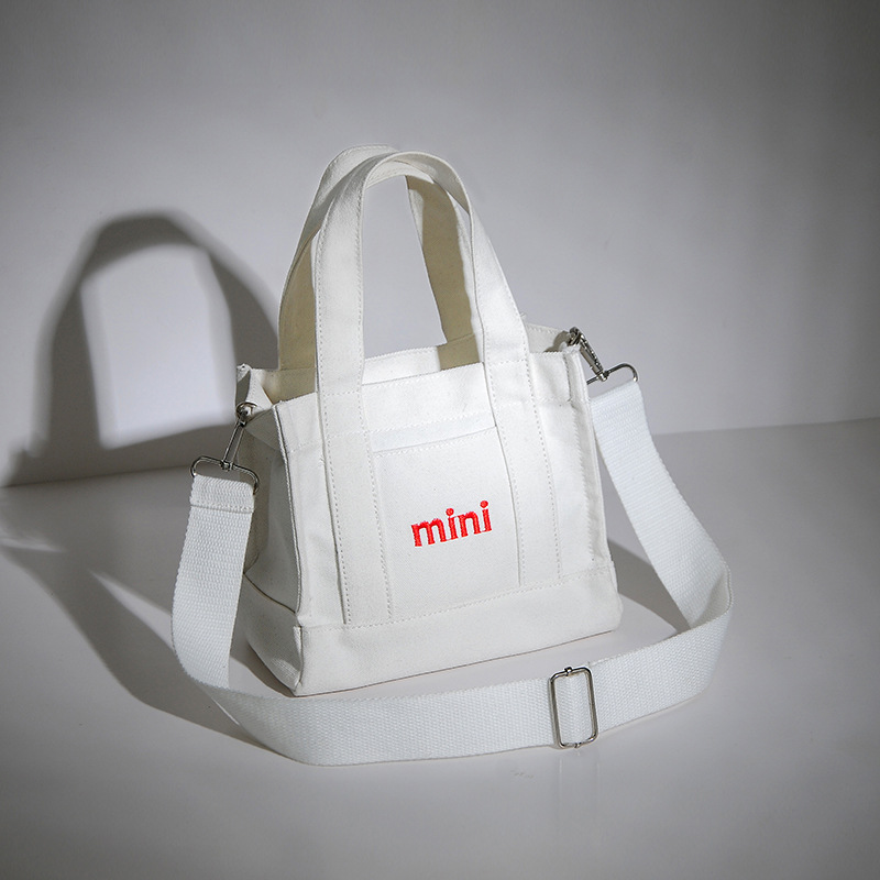 Contraste de color mini letra ins lienzo bolso de hombro bolso de mano bolsa de almacenamiento fresco todo partido 2021 bolso de lona de moda