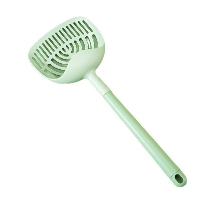 Mango largo pala de arena para gatos agujero fino pala de mierda de gato tofu arena bentonita pala de arena para gatos cuchara de arena para gatos de plástico grande al por mayor