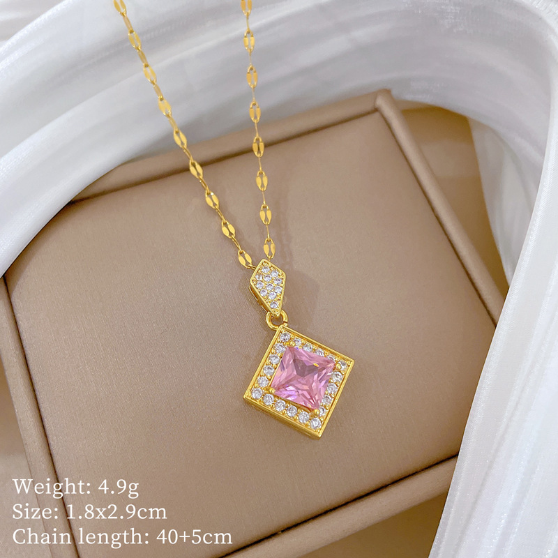 【钛钢】微镶项链耳环套装轻奢菱形吊坠个性气质宴会耳饰项饰组合详情20