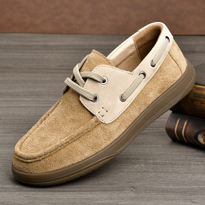 First-Layer Cowhide Sailing Shoes for Men, Soft-Soled Breathable Casual Shoes, Summer Slip-On Slip-On Shoes, Direct Supply from the Manufacturer