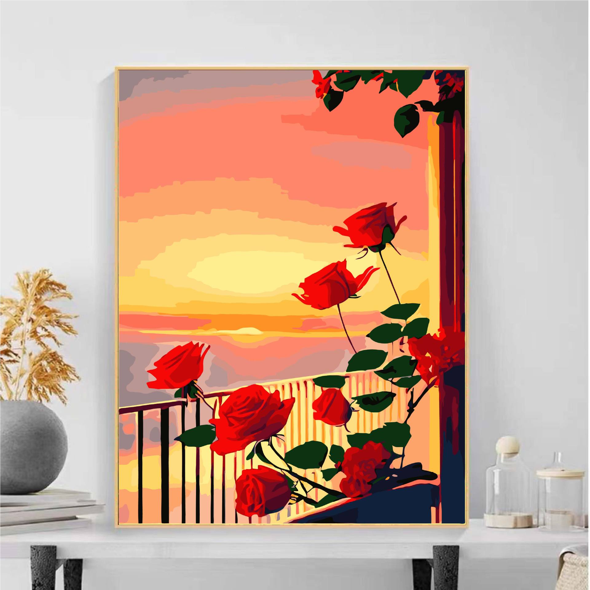 Flores de alto valor visual pintura al óleo digital diy relleno pintura a mano curación descompresión regalo de cumpleaños artesanal pintura decorativa