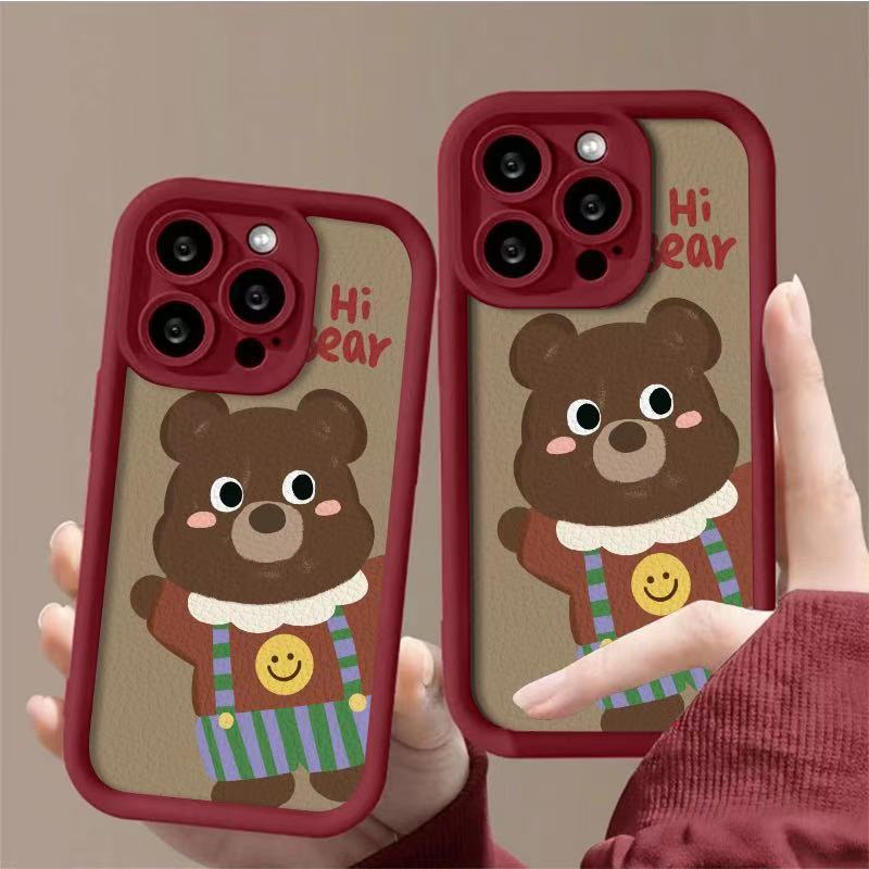 Cute Han Han Bear Adecuado para iPhone 16pro Funda para teléfono móvil Apple 15/14 Dibujos animados 13promax Nuevo 12