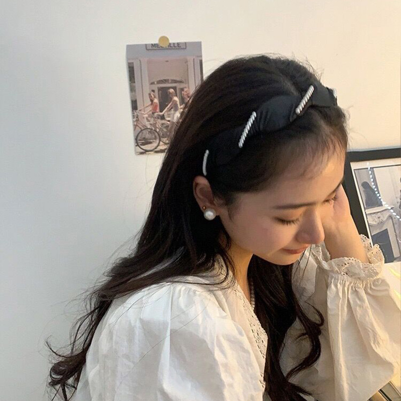 Bandeau élégant en perles ondulées à la française Bandeau élégant en satin pour cheveux Épingle à cheveux Célébrité sur Internet Accessoires pour cheveux tout assorti Nouveau_voghion.com