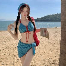 泳衣女比基尼性感三件套少女韩版ins新款2025温泉沙滩美式高级感