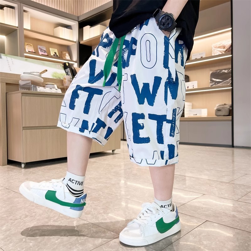 Children's Clothing Boys Summer Quick-Drying Shorts 2025 New Medium and Large Kidsren Summer Thin Cropped Pants Summer Casual