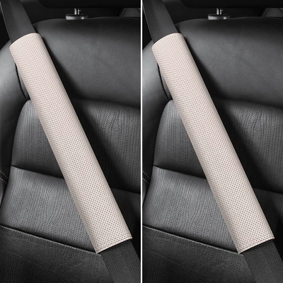 Seat belt shoulder pad | Series 1 Series 6 7 Series - no-logo-38cm-suede-pair-of-off-white-shoulder-pads