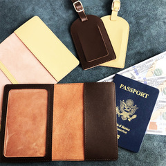Cross-border set of multi-color optional customizable enterprise LOGO leather luggage tag passport holder clip bag wholesale