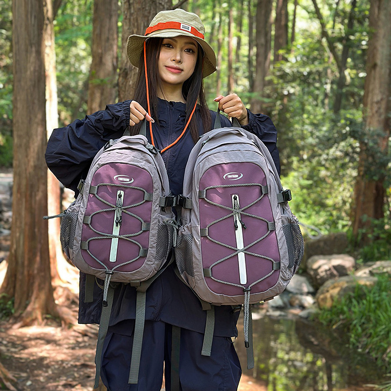 休闲双肩包女2025夏季新款大容量徒步运动登山包短途旅行背包男|undefined